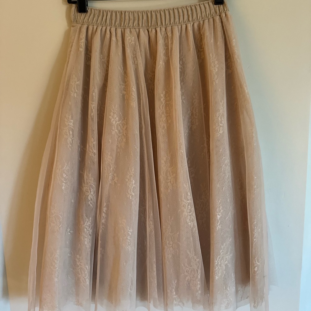 Elegant Blush Lace Skirt - Size M